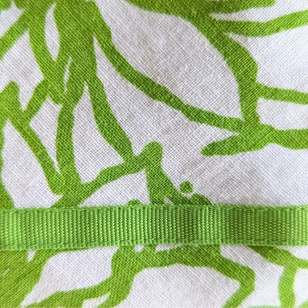 14/16 Linen Blend Midi Skirt Lime‎ Green Floral A-Line Summer Peasant Women